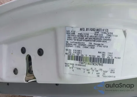 2007 Ford Focus Zx3/S/Se/Ses from USA, damaged, VIN 1FAFP31NX7W247945